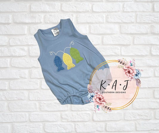 Fishing Bubble | Unisex Fish Bubble | Boys Fishing Bubble | Fish Applique Summer Outfit | Boys Fish Outfit