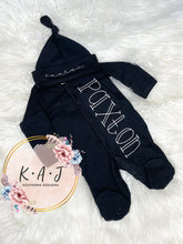 Load image into Gallery viewer, Black Infant Sleeper | Newborn Coming Home Outfit | Boy Coming Home Outfit | Baby Outfit | Baby Sleeper | Monogrammed Baby Sleeper
