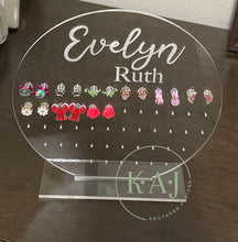 Load image into Gallery viewer, Earring Holder, Acrylic Earring Holder, Girls Earring Holder, Baby Gift, Little Girls Earring Holder, Little Girl Gifts
