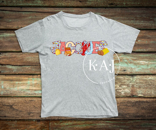 Kids Crawfish Name Tee, Crawfish Time, Kids Crawfish Shirts, Crawfish Name Shirt, Crawfish Season