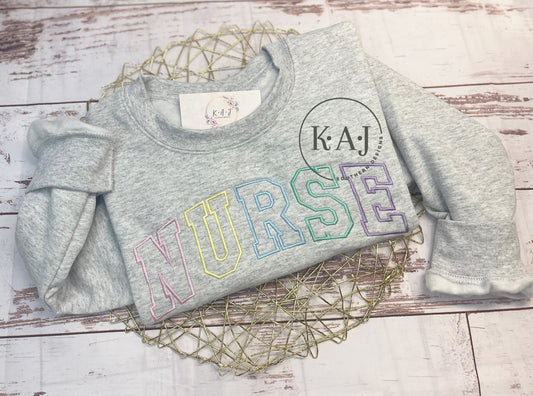 NURSE Sweatshirt, Nurse Crew Neck, Pastel Nurse Sweatshirt, Pastel Color Sweatshirt, Occupation Sweatshirt