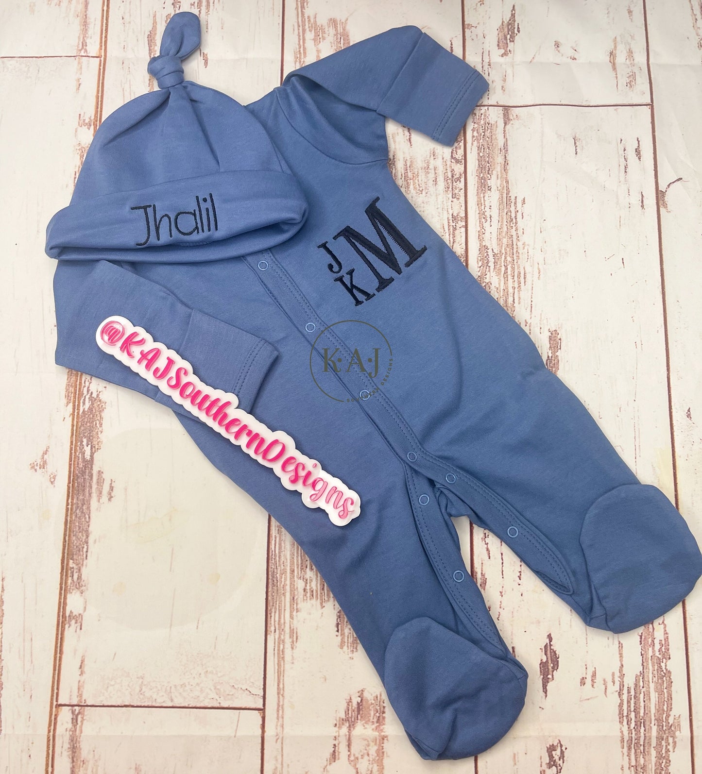 Stacked Monogram Infant Sleeper|Newborn Coming Home Outfit|Boy Sleeper|Boy Coming Home Outfit|Baby Outfit|Monogrammed Baby Sleeper