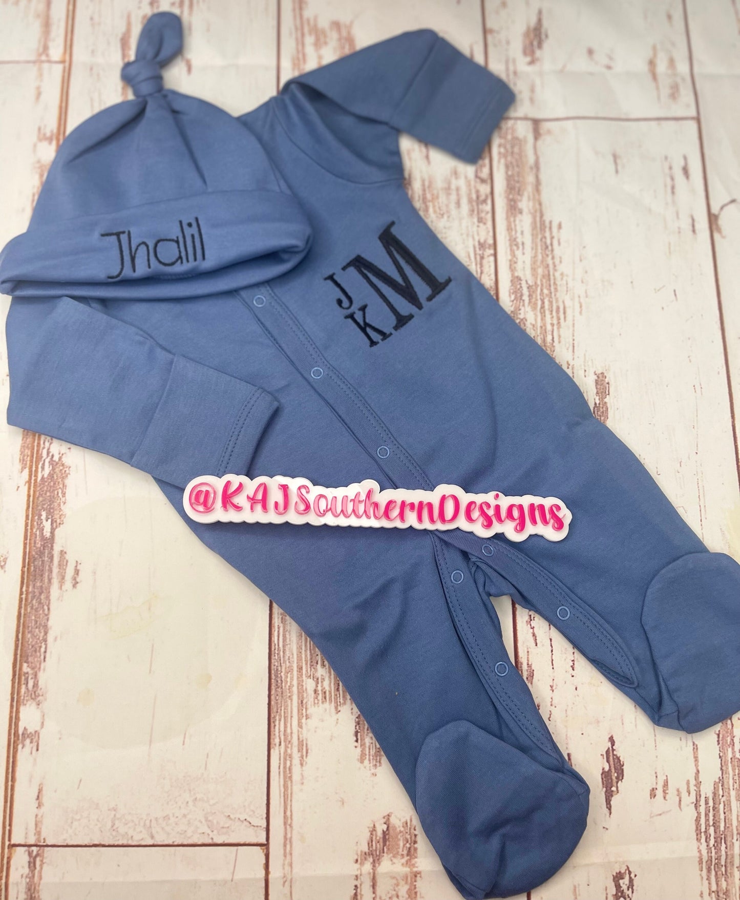 Stacked Monogram Infant Sleeper|Newborn Coming Home Outfit|Boy Sleeper|Boy Coming Home Outfit|Baby Outfit|Monogrammed Baby Sleeper