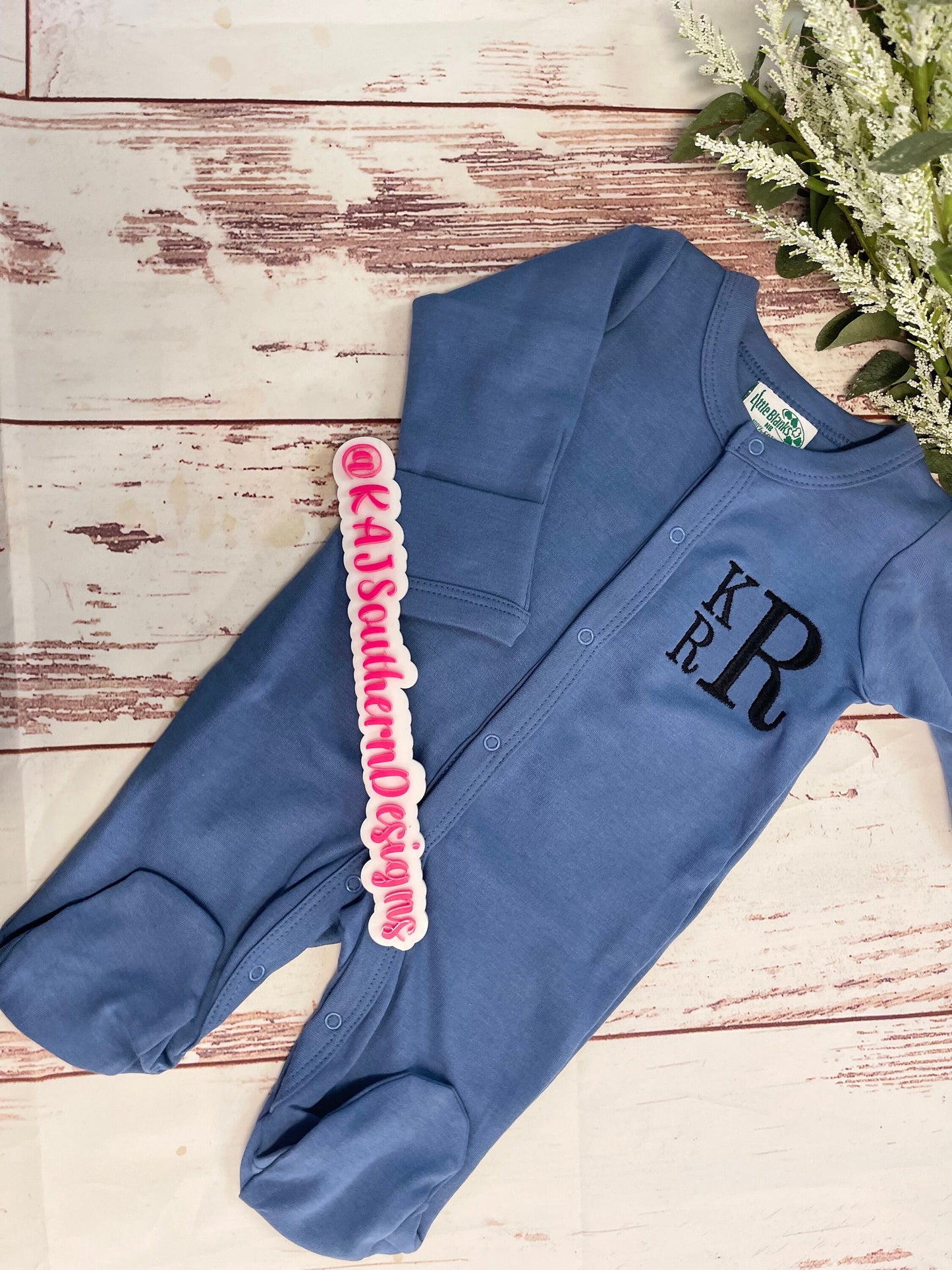 Stacked Monogram Infant Sleeper|Newborn Coming Home Outfit|Boy Sleeper|Boy Coming Home Outfit|Baby Outfit|Monogrammed Baby Sleeper