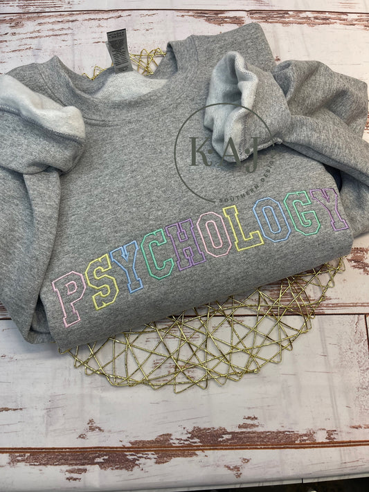 Psychology Sweatshirt, Psychology Crew Neck, Pastel Psychology Sweatshirt,Occupation Sweatshirt, Varsity letters, Psychology Sweater