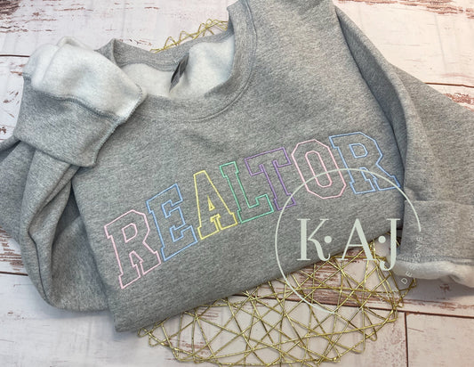 Realtor Sweatshirt, REALTOR Crew Neck, Pastel Realtor Sweatshirt,Occupation Sweatshirt, Varsity letters, Realtor Sweater