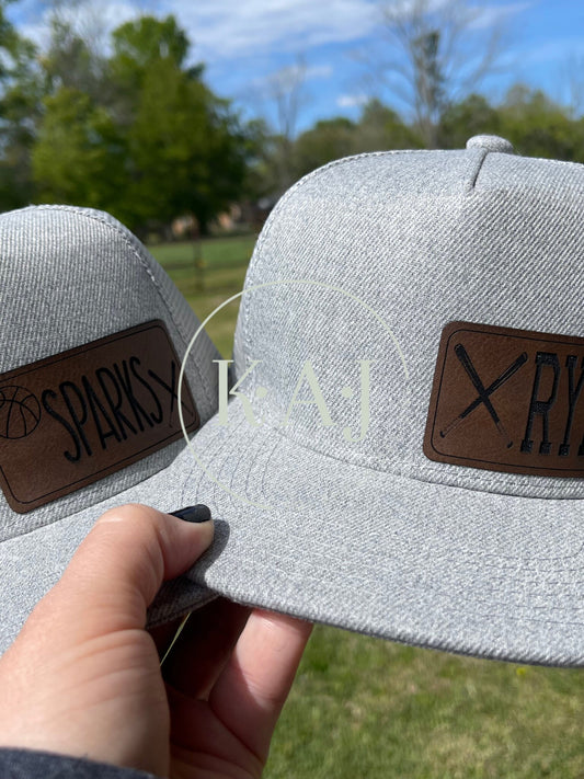 Custom Baseball Hat, Basketball Hat, Boys Easter Gift, Boys Hat Gift, Custom Boys Hat, Sports Leather Patch Hat, Leather Patch Name Hat