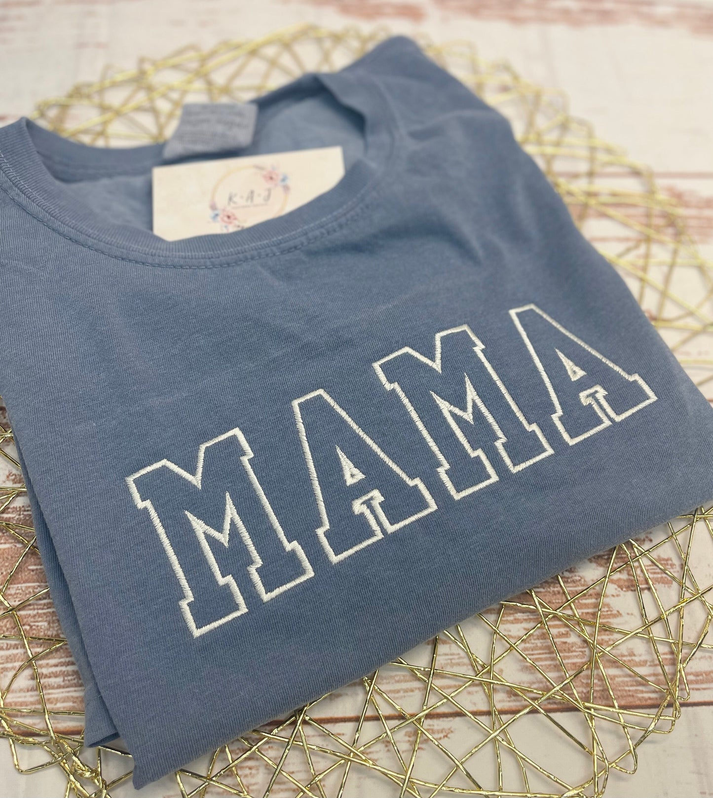 MAMA Embroidery Varsity Name TShirt,Mama TShirt,Mama,Boy Mama Shirt,Custom Name Shirts,Custom Shirt Gift,Baby Shower Gift for Mom
