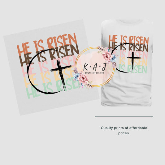 He is Risen,Rainbow He is Risen Easter DTF Transfer,Easter DTF,He is Risen Rainbow Shirt dtf,Easter Transfers,Direct to Film Transfer