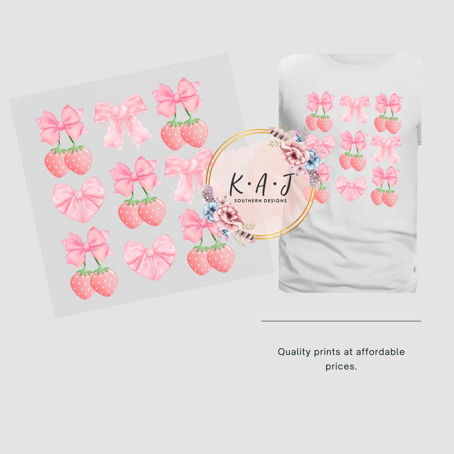Coquette Girl Strawberries DTF Transfer,Easter DTF,Cute Strawberry Transfer,Strawberry Coquette Girly, Watercolor Strawberry Coquette