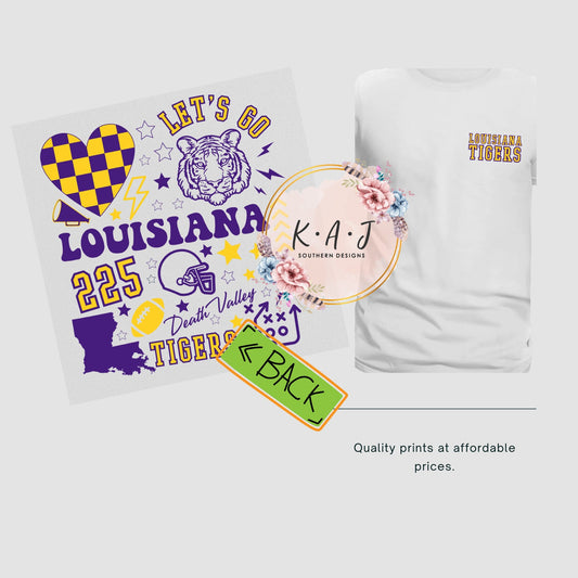Louisiana Tigers DTF,225 Louisiana LSU Direct to Film,Tiger Football Transfer, geaux tigers dtf lsu direct to film transfer