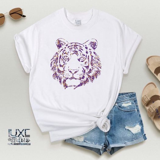 Purple and Gold Tiger Head Tee
