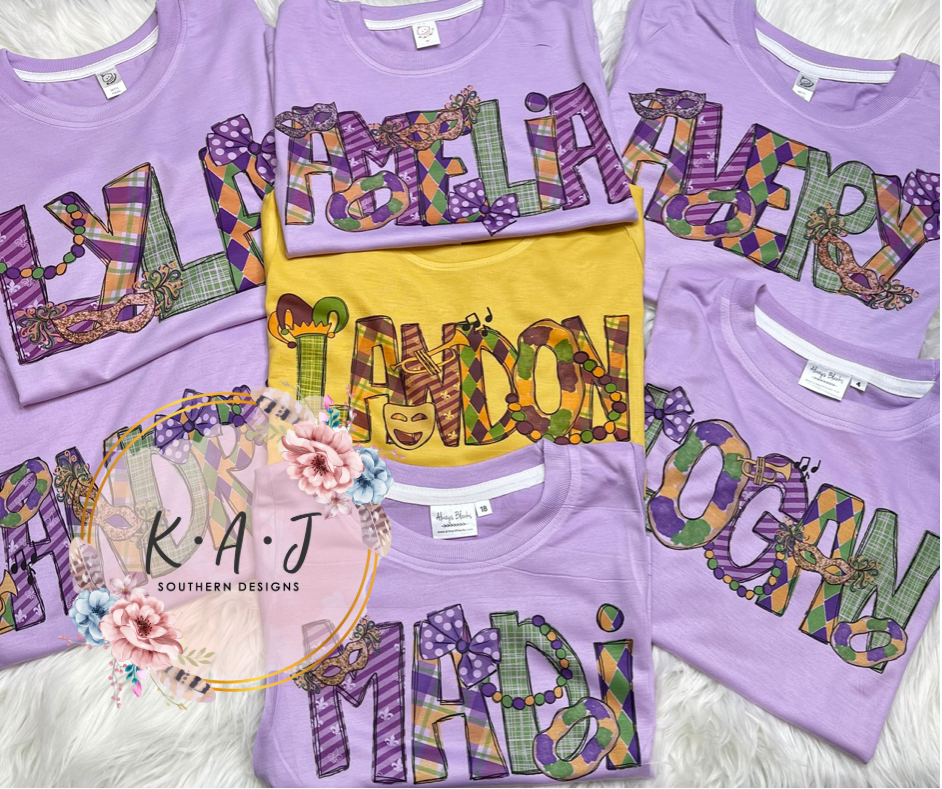 Boys Mardi Gras Name TShirt