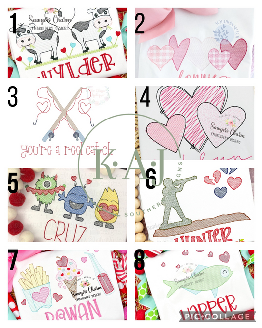 Valentine Embroidery Options