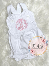 Load image into Gallery viewer, Girl&#39;s Monogrammed Summer Knit Sunsuit
